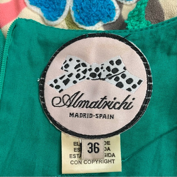 ALMATRICHI Spain COLORFUL Floral EMBROIDERED Chenille BOHO Festival MINI DRESS - Picture 5 of 7